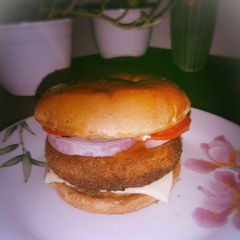 A picture of Aloo tikki burger.