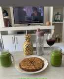 Desayuno completo:Jugó verde y pankake de avena y cacao