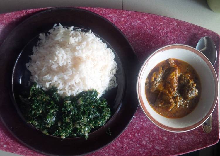 Steps to Make Homemade Rice with ofe akwu and vegetable