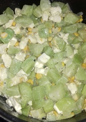 Una foto de Chayotes en crema y panela