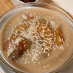 A picture of Sweet Pumpkin Soup (appetizers) -- Kolak PiLa (Pisang Labu).