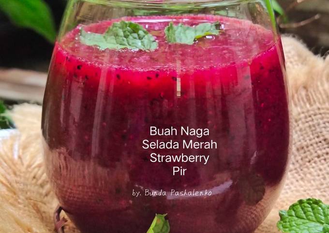 Resep Jus Buah Naga Mix Pir Strawberry Dan Selada Merah Oleh Bunda