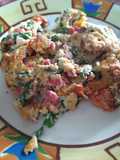 Ovos mexidos com rúcula e tomate seco