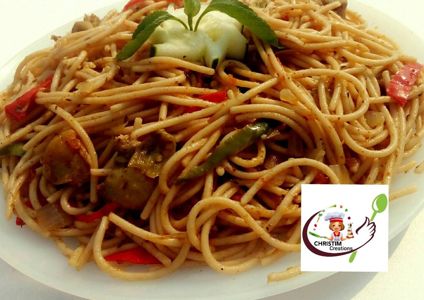 Stir fried chicken spaghetti