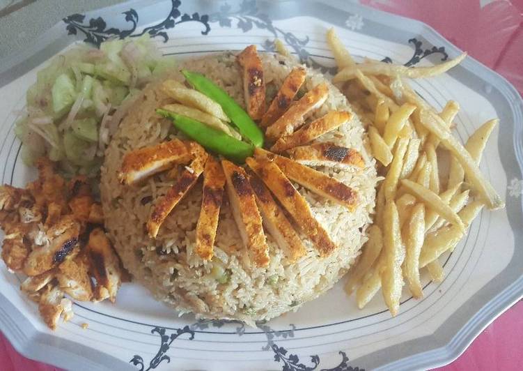 How to Make Favorite Peas pulao with chicken steak strips