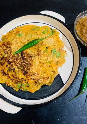 A picture of Rava & Rice Vegetable Chilla.