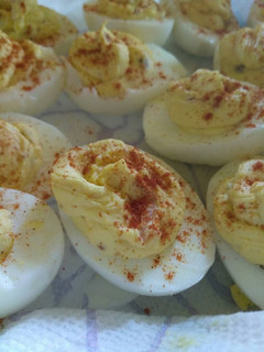 A picture of Bacon ranch deviled eggs.