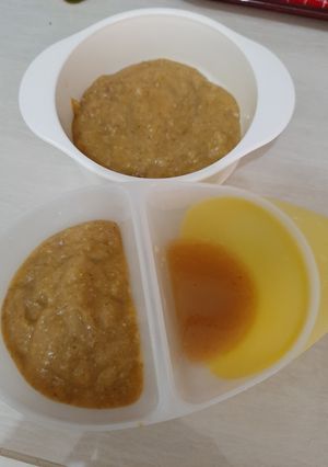 Foto resep Mpasi 4**** baby febrian : nasi bubur ati yampung & daging sapi
