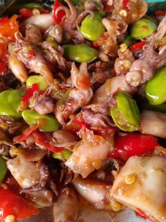 Foto resep Oseng cumi asin pete