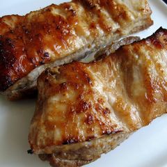 Roasted Pork Belly Marinated in Spare Rib Marinade A picture of Roasted Pork Belly Marinated in Spare Rib Marinade.