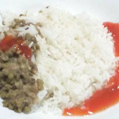 A picture of Rice and ndengu.