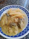 Lomo con crema de champiñones y cerveza
