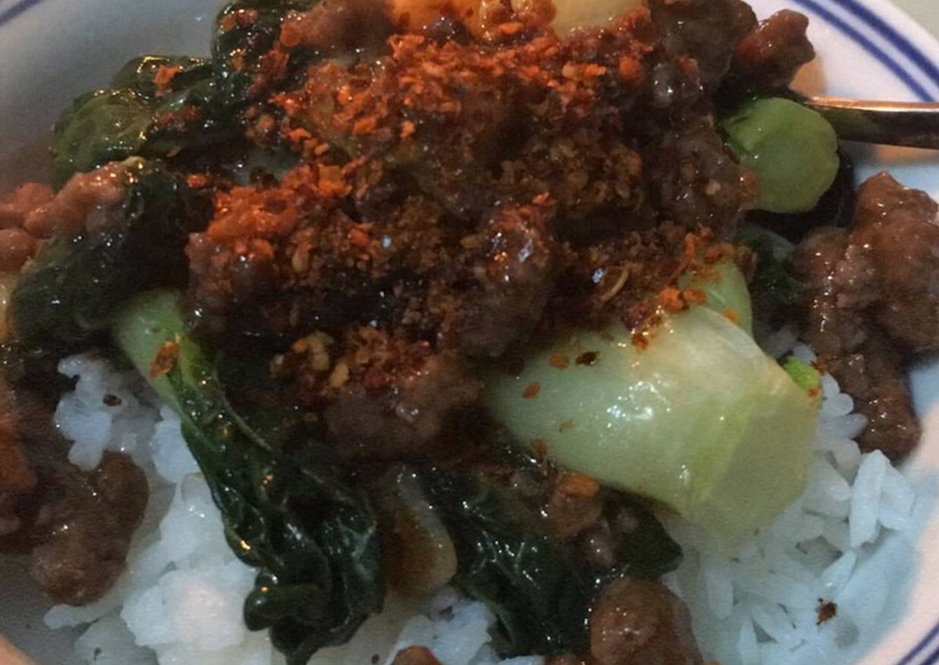 Nasi Pakchoy Daging Cincang