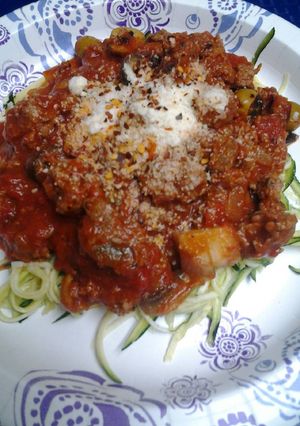 A picture of My Ultimate spaghetti, or Spaghetti with the works..