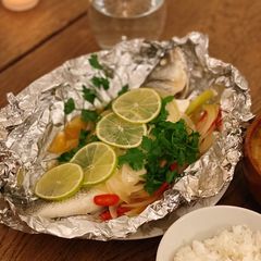 A picture of Thai style steamed sea bass 🇹🇭.