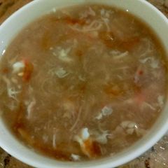 A picture of Chicken corn soup.