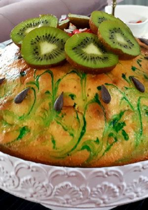 عکسی از دستور کیک وانیلی با تِم سبز😉