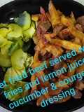 Wet fry beef with chips