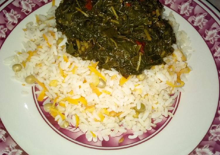 Recipe of Quick Carrot rice&amp; African spinach soup