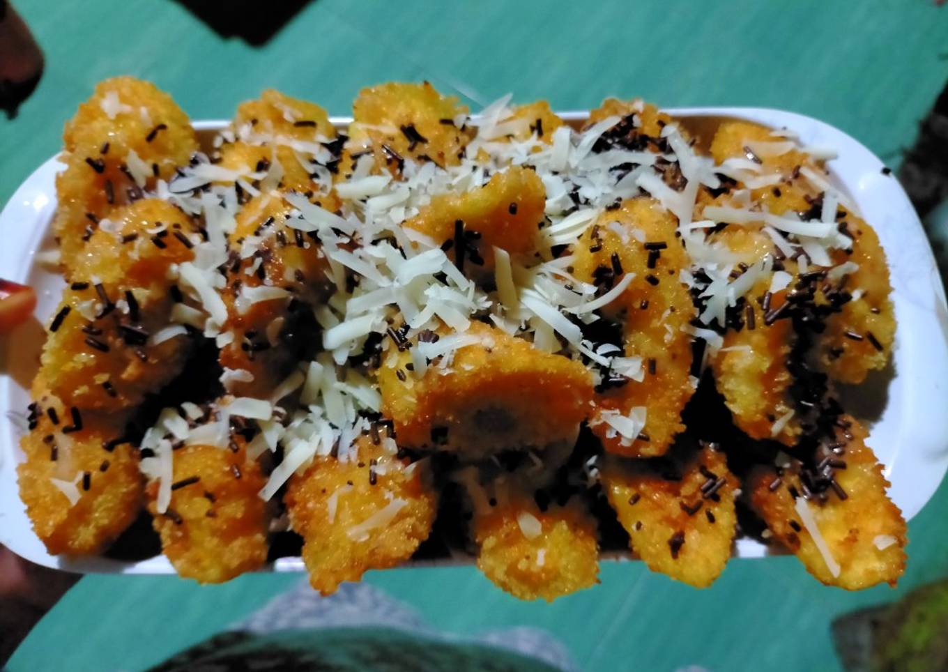 Pisang goreng pasir toping coklat keju