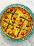 Quiche de Alho Francês, Espargos Verdes e Tomates Cherry