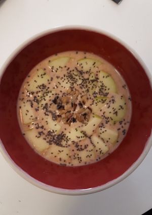 Une photo de Smoothie mousseux noisette/banane