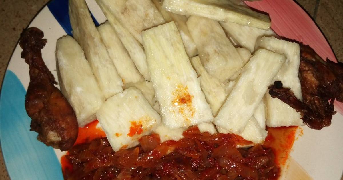 Boiled yam and sauce Recipe by mimieylurv Cookpad