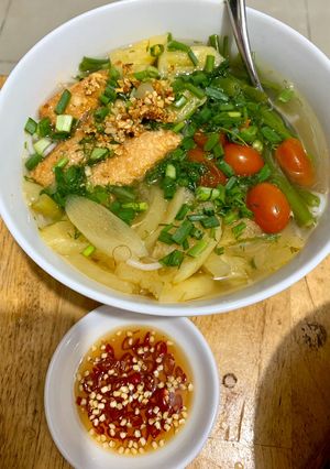 Hình của món Bún cá hồi.