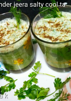 A picture of Coriander jeera salty green cool cool thandai.
