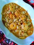 Alubias blancas con cigalitas, langostinos y gambas