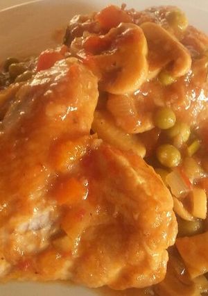 Una foto de Pollo a la cazadora