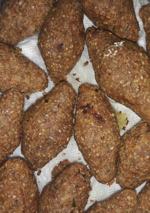 A picture of Fried Kibbeh with Meat.