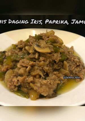 Foto resep Tumis Daging Iris, Paprika, Jamur