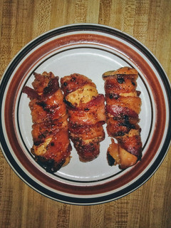 A picture of Brown Sugar and Garlic Bacon Wrapped Chicken.