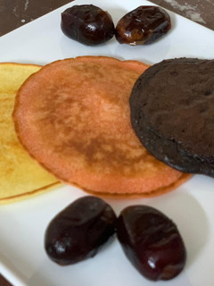 A picture of Three colour pancakes.