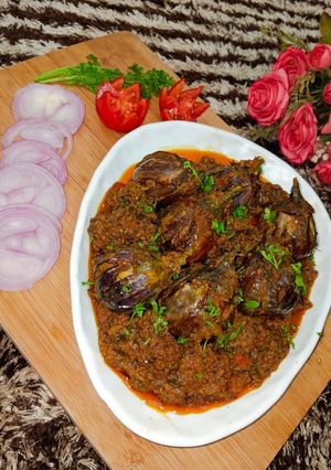 A picture of Dhaba style Baingan Masala.