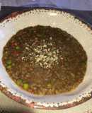 Lentejas con arroz y arvejas