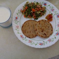 A picture of Mixed sprouts salad and Bhakri.