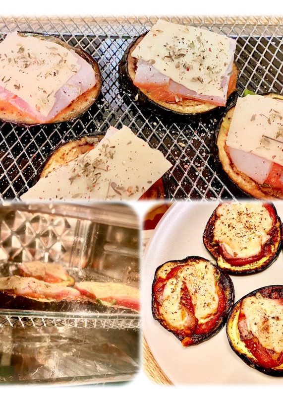 Una foto de Mini pizzas de berenjenas con tomato
