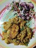 White chickpeas and fish pulao