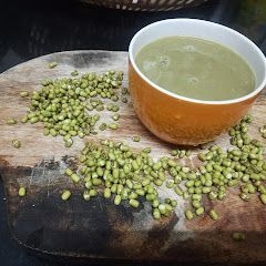 A picture of Whole green moong dal soup.