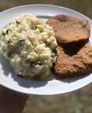 Milanesas de peceto con falso risotto