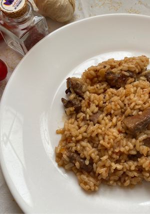 Una foto de Arròs de galtes de porc