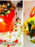 Dhokla Stuffed Red Capsicum. 