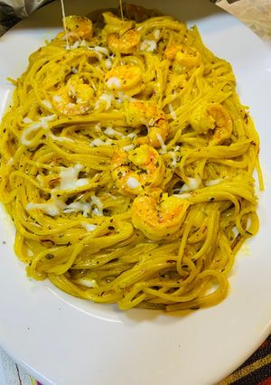 صورة لوصفة الباستا الإيطاليه بالروبيان 😋