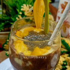 A picture of Mango,Choco & Chia Seeds Smoothie (5 minutes Kid's healthy breakfast).