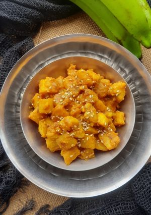A picture of Nendran Banana Sabzi.