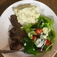 Grilled Lamb chops, mashed potatoes and salad