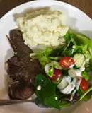 Grilled Lamb chops, mashed potatoes and salad