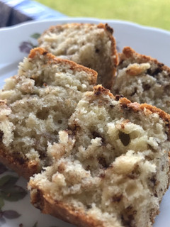 A picture of Banana Cake with Chocolate Sprinkles.